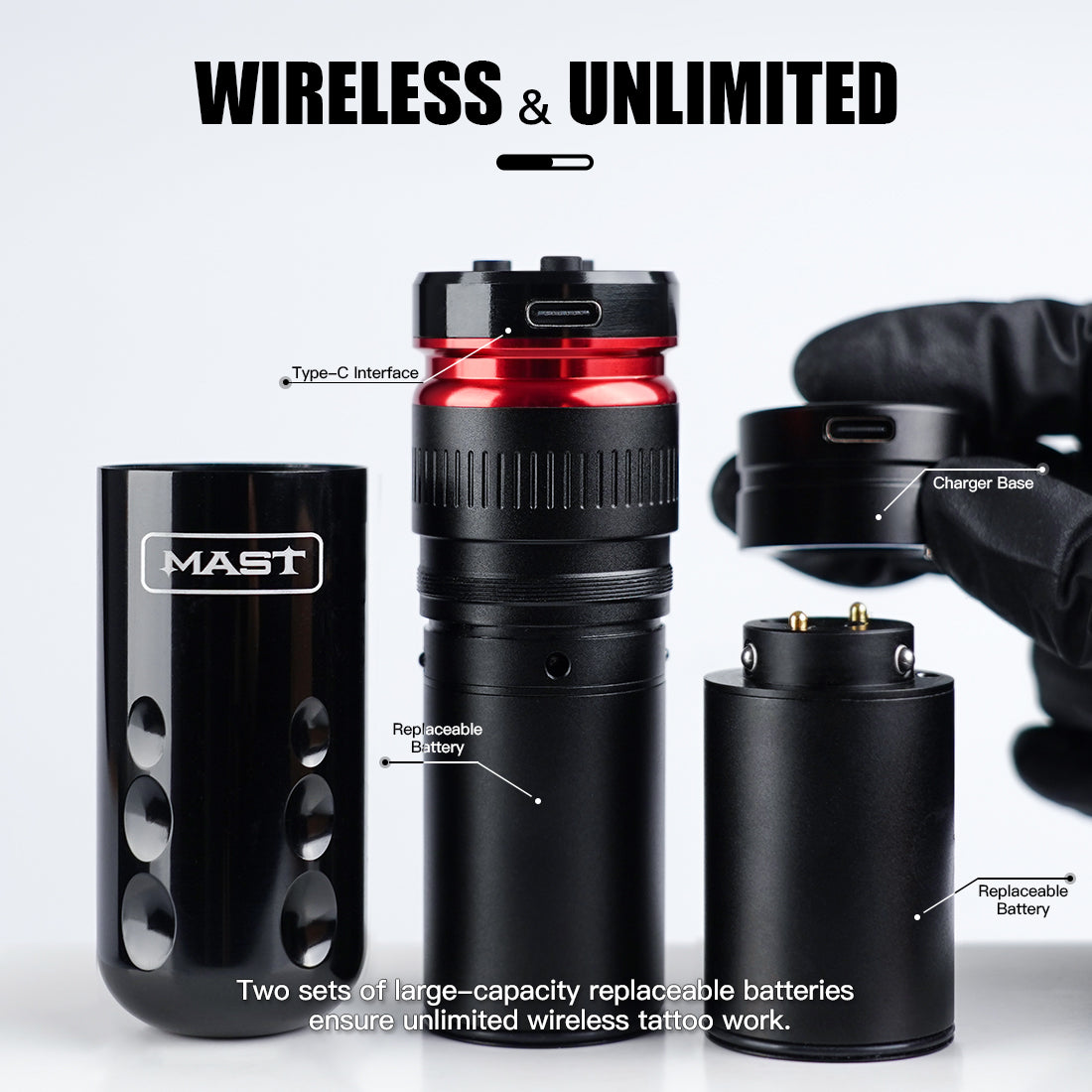 Wireless Tattoo Pen Machine with 4.0MM Strokes Two Replaceable Batteries | Mast Racer